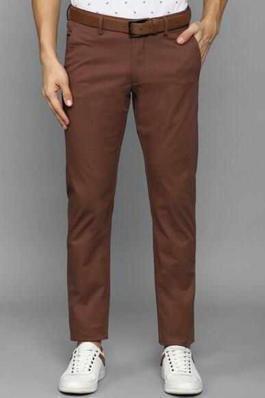 men-brown-slim-fit-print-casual-trousers