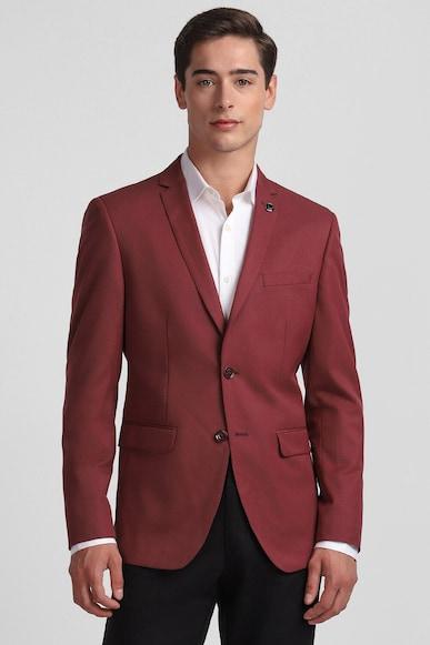 men-maroon-slim-fit-solid-casual-blazer