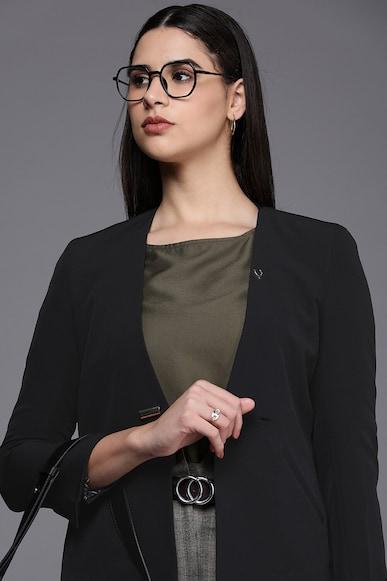 women-black-solid-casual-blazer