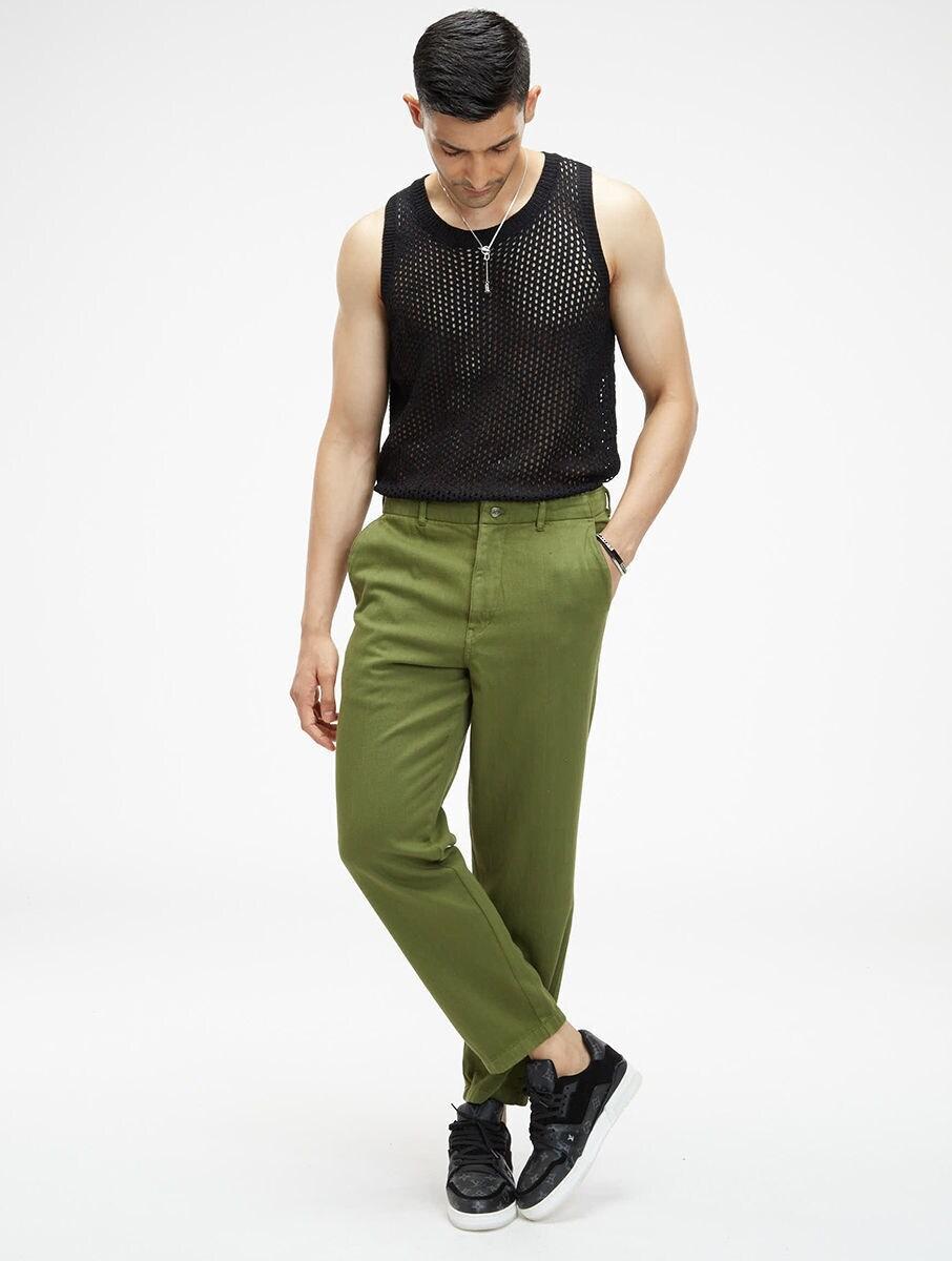 men-olive-green-khadi-solid-long-regular-fit-pants