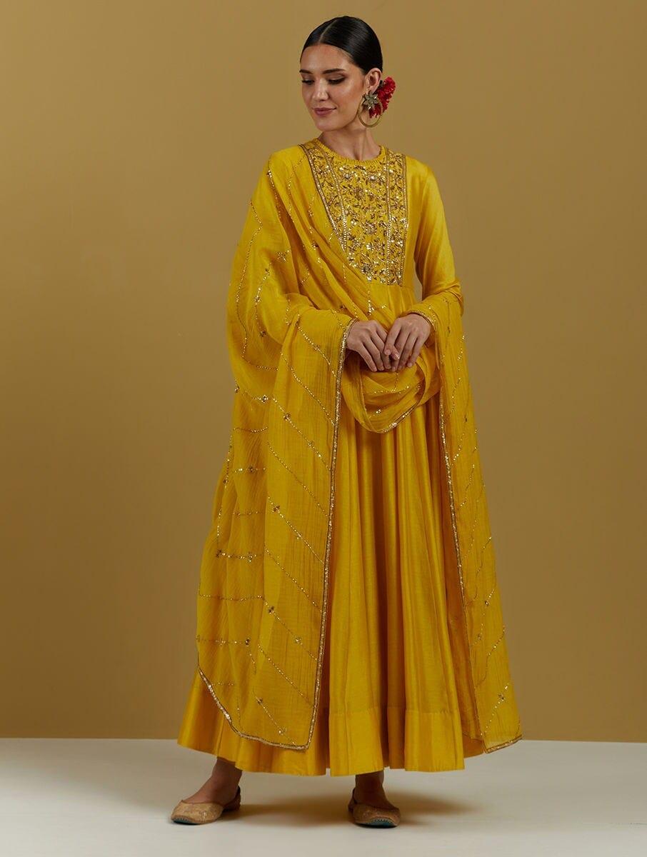 women-yellow-organza-embroidered-dupatta