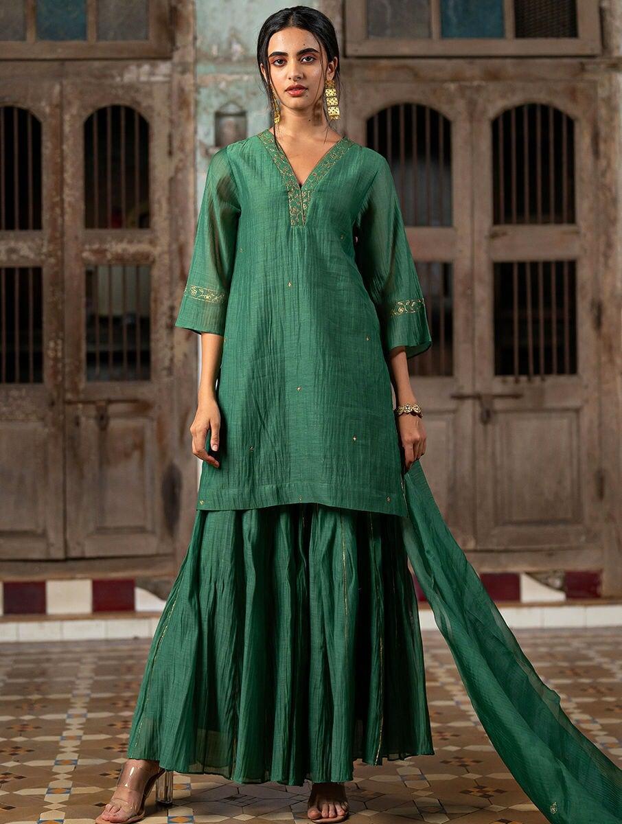 women-green-silk-embroidered-dupatta