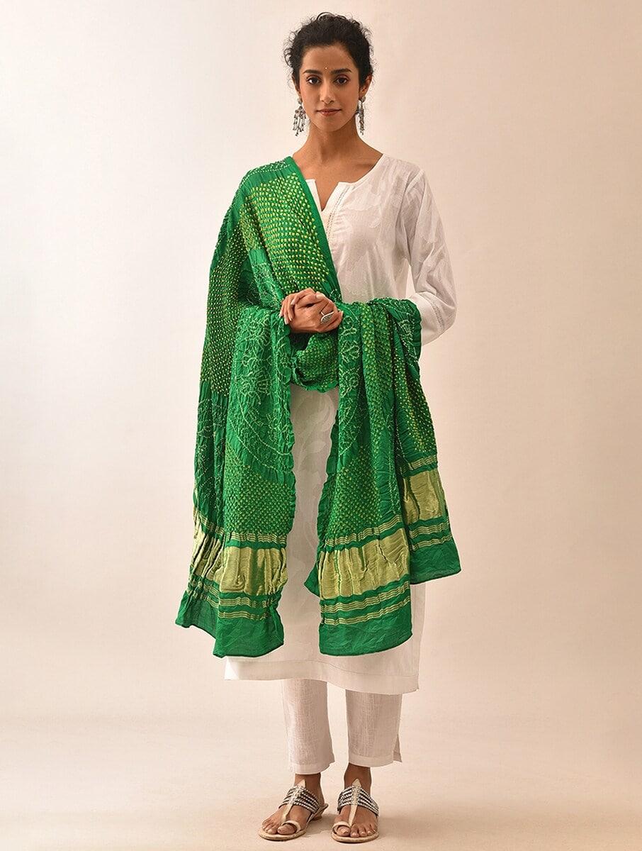 women-green-gajji-bandhani-dupatta