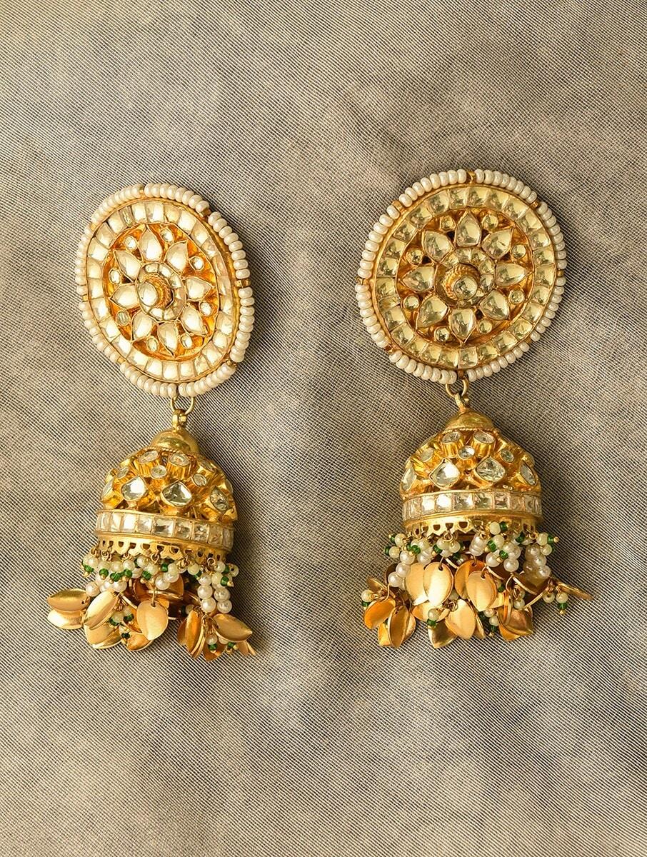 women-gold-push-back-alloy-earrings