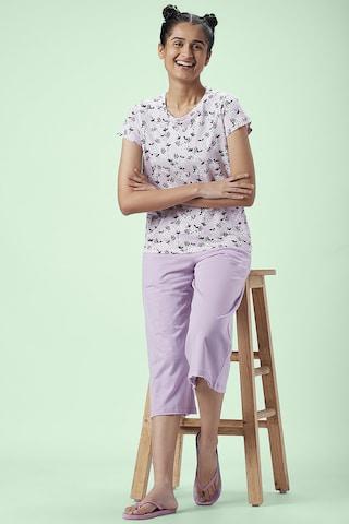 lilac-printed-sleepwear-short-sleeves-round-neck-women-comfort-fit-top