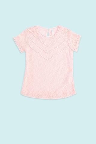 peach-solid-casual-half-sleeves-round-neck-girls-regular-fit-blouse