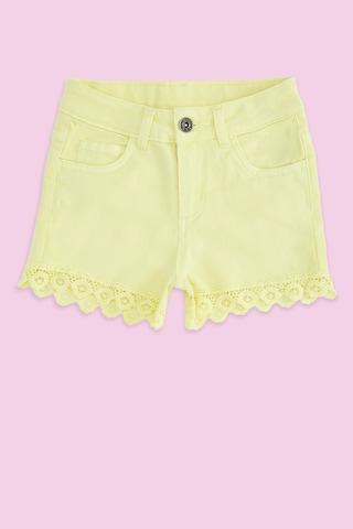yellow-solid-knee-length-casual-girls-regular-fit-shorts