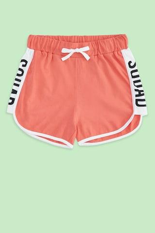 red-solid-knee-length-casual-girls-regular-fit-shorts