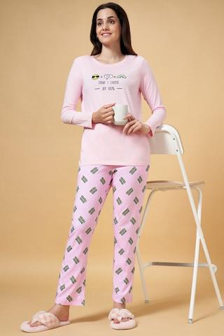 pink-printeded-crew-neck-full-sleeves-women-comfort-fit-t-shirt-&-pyjama-set