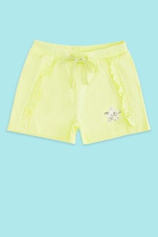 yellow-solid-knee-length-casual-girls-regular-fit-shorts