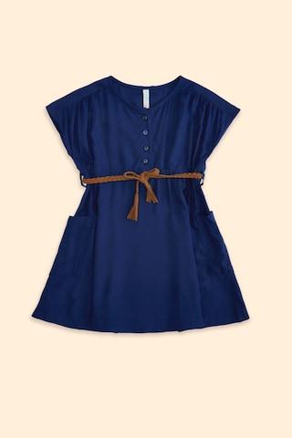 navy-solid-casual-short-sleeves-round-neck-girls-regular-fit-blouse