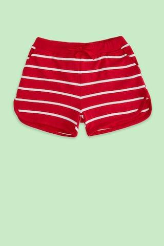 red-stripe-knee-length-casual-girls-regular-fit-shorts