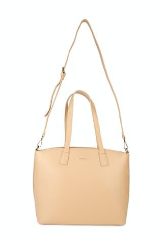 khaki-solid-casual-polyurethane-women-handbag