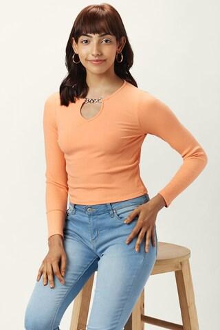 orange-textured-casual-full-sleeves-round-neck-women-slim-fit-top