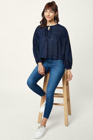 navy-solid-casual-full-sleeves-round-neck-women-regular-fit-top