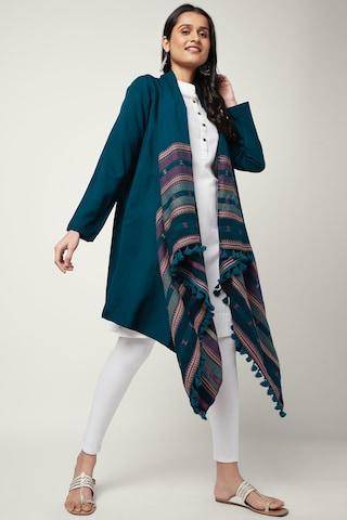 teal-jacquard-winter-wear-full-sleeves-front-open-women-regular-fit-cape