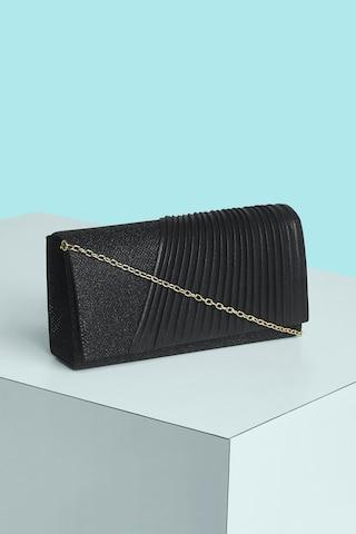 black-solid-casual-polyester-women-clutch