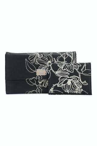 black-printeded-formal-leather-women-wallet