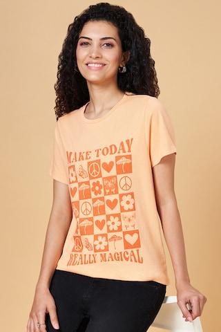 peach-graphic-printed-casual-half-sleeves-round-neck-women-regular-fit-tee