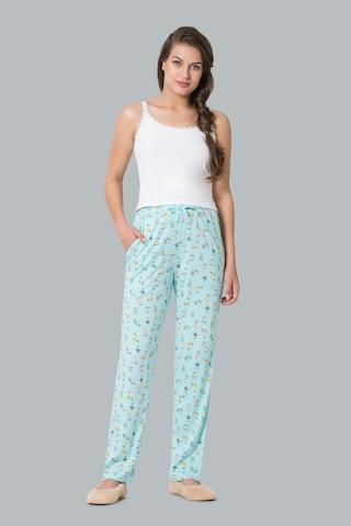 light-blue-print-ankle-length-casual-women-relaxed-fit-jogger-pants