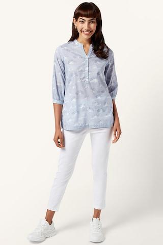 light-blue-printed-casual-3/4th-sleeves-v-neck-women-regular-fit-tunic