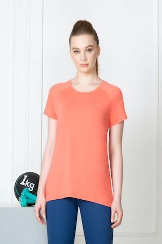 peach-solid-casual-short-sleeves-round-neck-women-comfort-fit-t-shirt