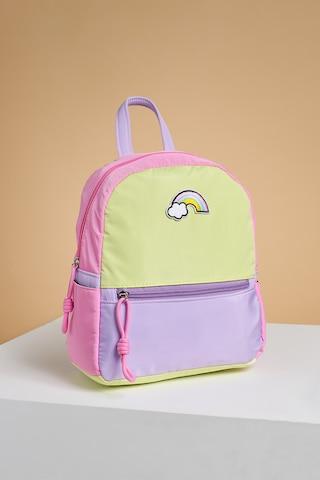 green-color-block-casual-nylon-girls-backpack