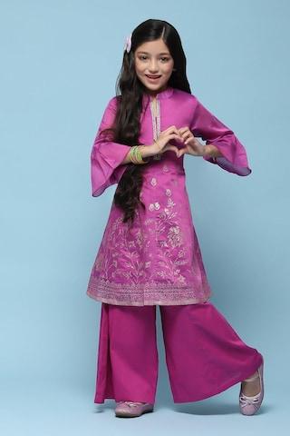 magenta-print-full-length-ethnic-girls-gathered-fit-pant-kurta-set
