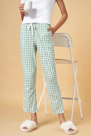 green-check-full-length--sleepwear-women-regular-fit--pyjamas