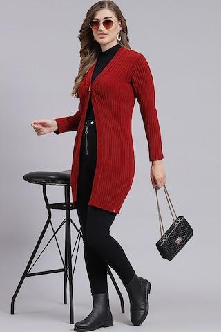 maroon-textured-casual-full-sleeves-v-neck-women-regular-fit-cardigan