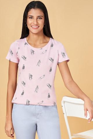pink-print-casual-half-sleeves-round-neck-women-regular-fit--t-shirt