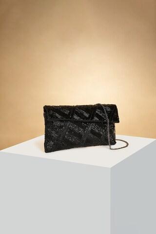 black-embroidered-casual-textile-women-clutch