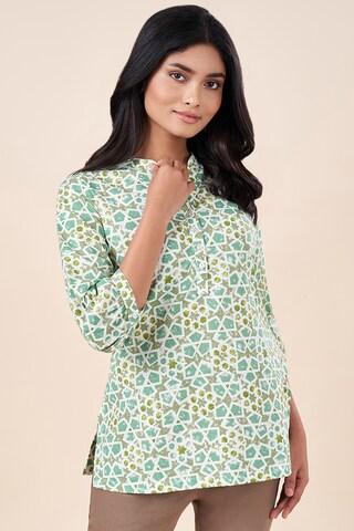 green-print-rayon-mandarin-women-regular-fit-tunics