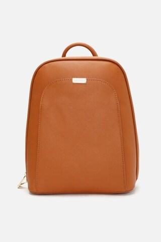 brown-solid-casual-polyurethane-women-backpacks