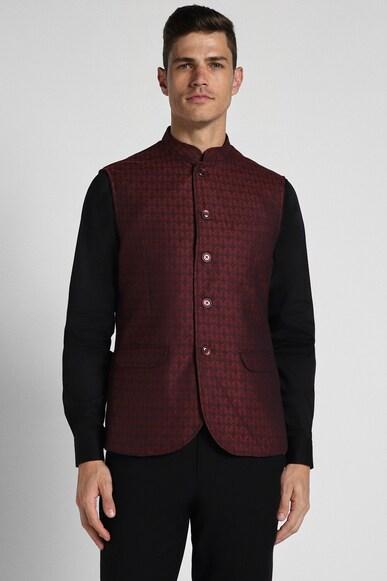 men-maroon-print-nehru-jacket