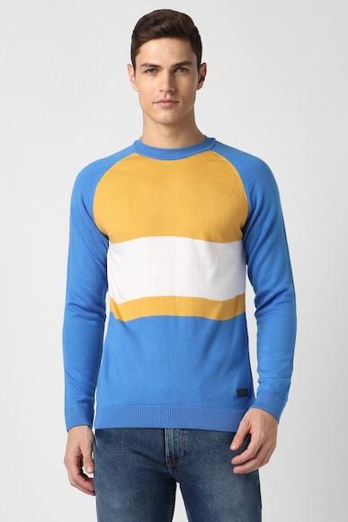 men-blue-patterned-crew-neck-sweater