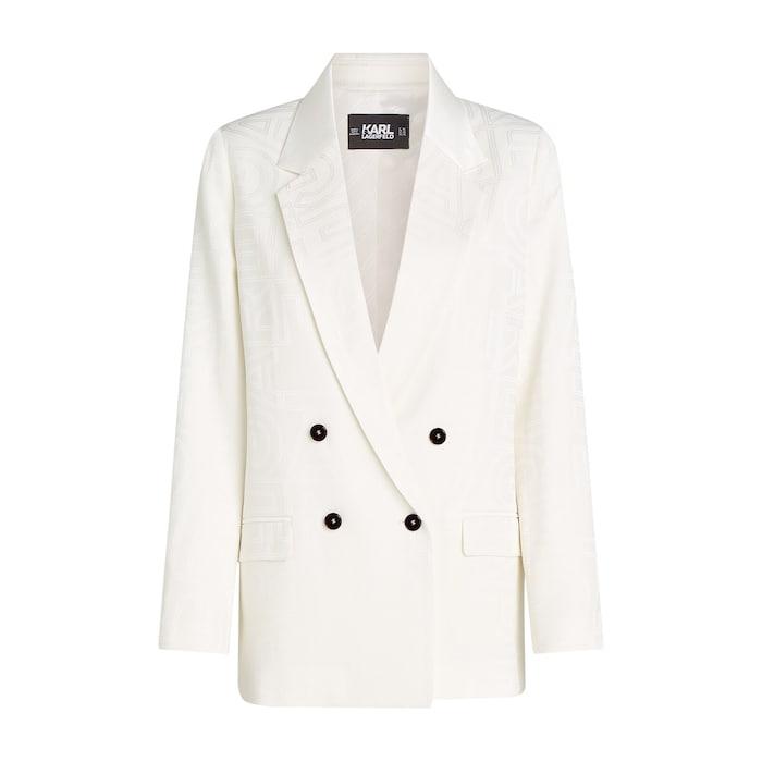 women-white-karl-logo-tailored-blazer