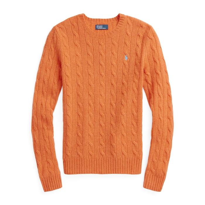 women-orange-cable-knit-wool-cashmere-sweater