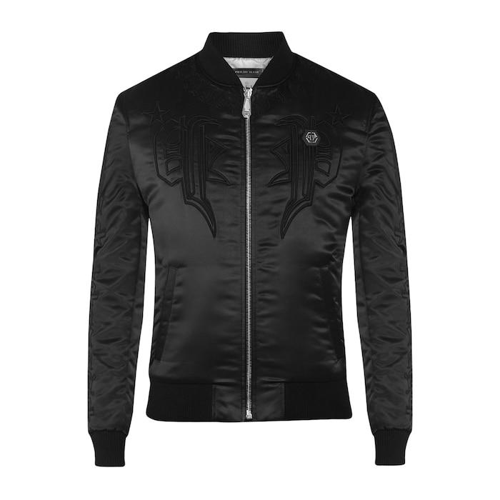 men-black-all-over-embroidered-logo-bomber-jacket