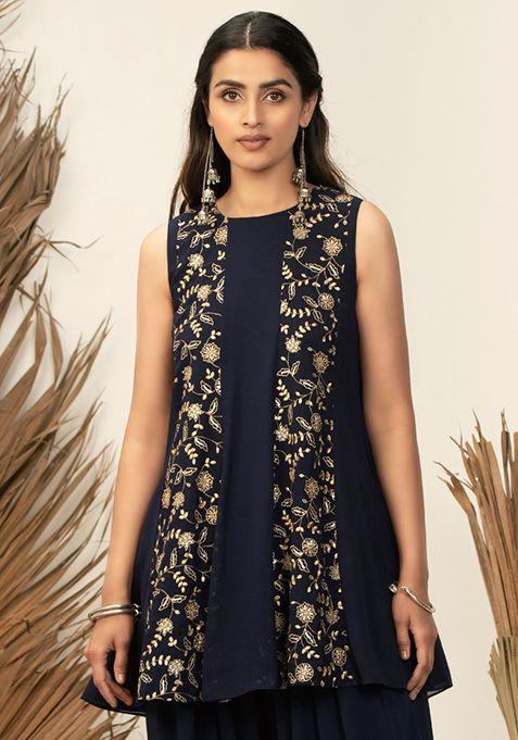 payal-singhal-for-indya-navy-sequin-embroidered-panel-kurti
