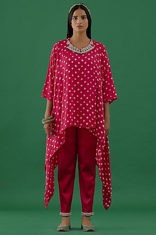 pink-bandhani-asymmetrical-tunic