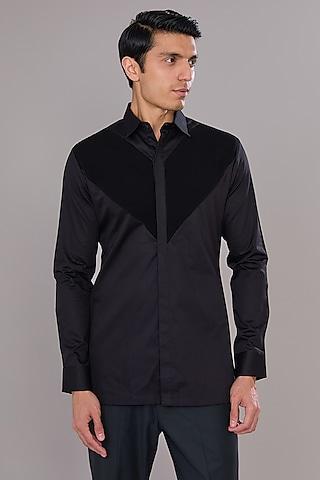 black-cotton-satin-shirt