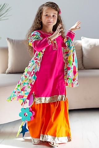 orange-cotton-&-cotton-silk-sharara-set-for-girls