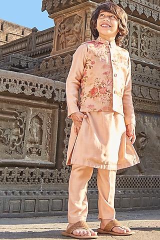 onion-pink-organza-floral-printed-nehru-jacket-set-for-boys