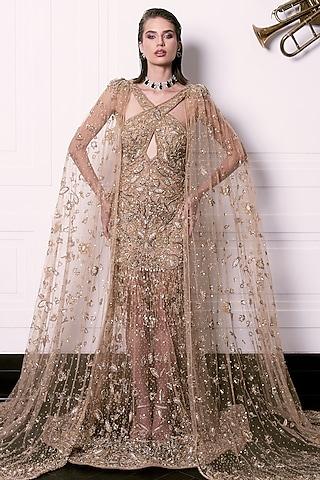 golden-tulle-motif-hand-embroidered-gown-with-cape-&-overskirt