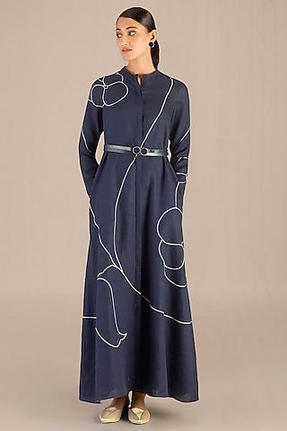navy-linen-embroidered-dress-with-belt