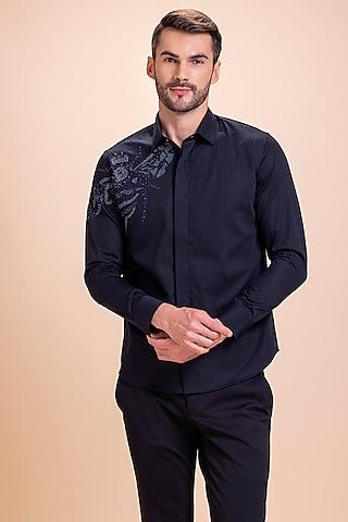 navy-blue-acetate-bee-motif-hand-embroidered-shirt