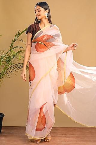 orange-organza-hand-painted-saree