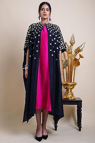 black-organic-silk-embroidered-jacket-dress