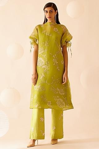 green-silk-organza-floral-printed-&-sequins-embroidered-tunic